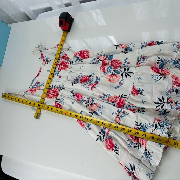 COTTON ON dress FLORAL off white MINI DRESS pink blue open back casual FLIRTY XS - Picture 5 of 7